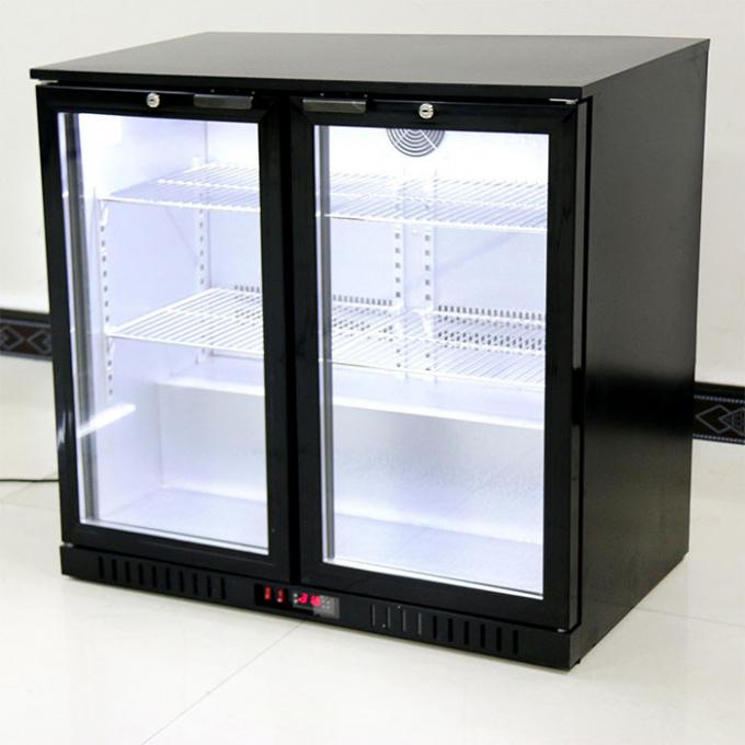 Double Glass Door Commercial Back Bar Cooler 208L 190W With Fan Cooling 1
