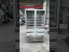 Upright fridge with 2 glass door and 2-drawer