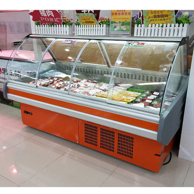 Curved Glass 2m Supermarket Refrigeration Equipments