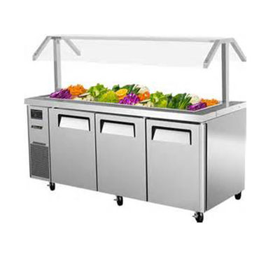 Stainless Steel Saladette Salad Bar Fridge With Glass Cover
