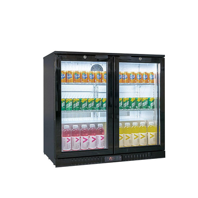 Double Glass Door Commercial Back Bar Cooler 208L,190W With Fan Cooling