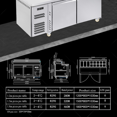 Under Counter Salad Table Commercial Refrigeration Pizza/Sandwich Prep Table