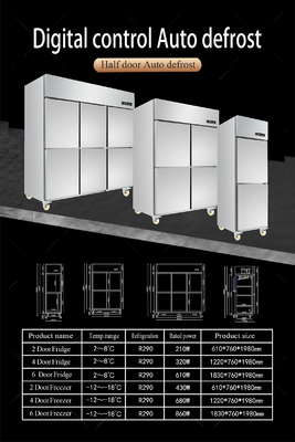 Commercial Upright Fridge Fan Cooling Kitchen Self-close Fridge for Restaurant