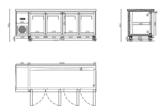 Commercial Counter Chiller Stainless Steel Refrigerator Kitchen Workbench