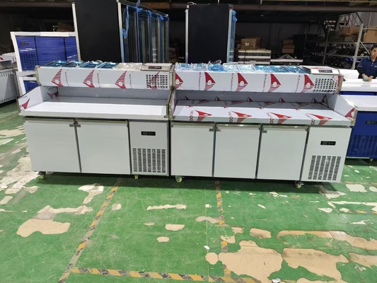 1.8M Salad Worktable 3 Doors Undercounter Refrigerated Pizza Prep Table with Top Display