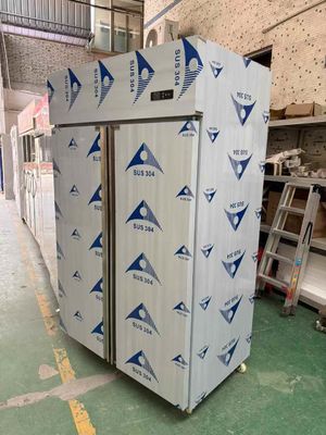 Commercial 2 Doors Upright Chiller Stainless Steel 304 Kitchen Fridge