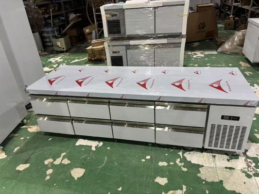 Commercial 8-Drawers Counter Table Under Counter Kitchen Workbench Refrigerator