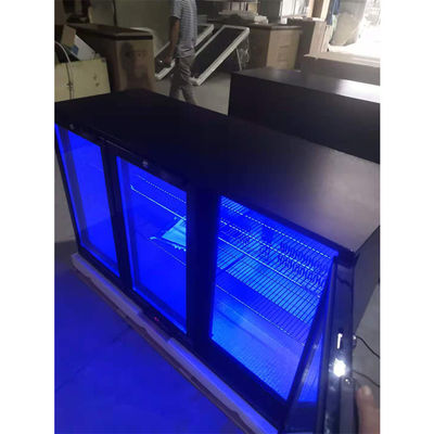 R134a 330L Undercounter Bar Fridge With 3 Doors Black Color