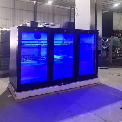 R134a 330L Undercounter Bar Fridge With 3 Doors Black Color