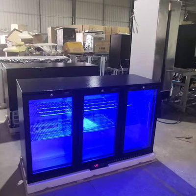 R134a 330L Undercounter Bar Fridge With 3 Doors Black Color