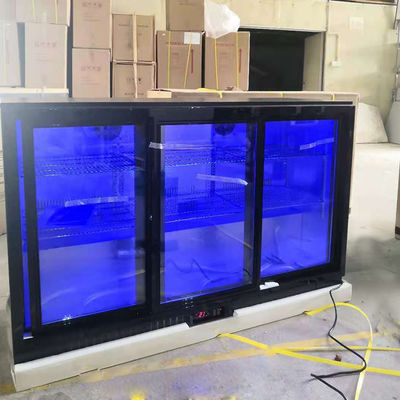 3 Door 330L Under Counter Bar Refrigerator With Blue Light
