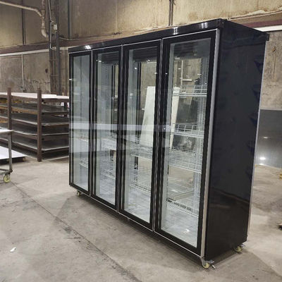 Two Side 2500 Liter 4 Glass Door Fridge Remote Copeland Compressor