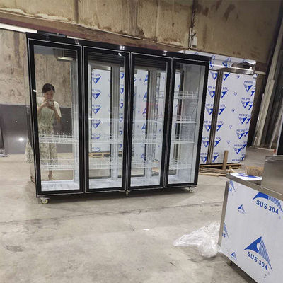 2500L Reach In Cooler 4 Glass Door Refrigerator For Convenience Store