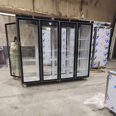 Two Side 2500 Liter 4 Glass Door Fridge Remote Copeland Compressor
