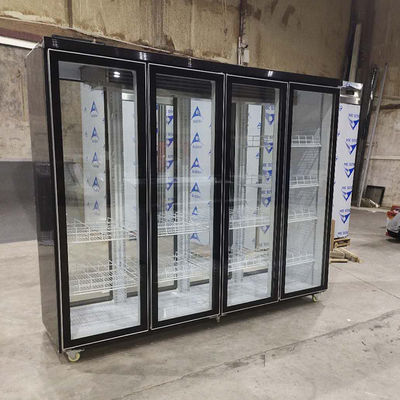 Two Side 2500 Liter 4 Glass Door Fridge Remote Copeland Compressor