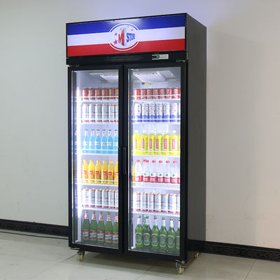 Black  1000L 2 Glass Door Convenience Store Display Cooler