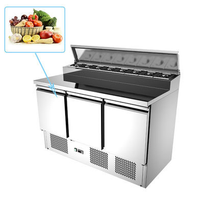 R134A 3 Doors Pizza Prep Table Stainless Steel Salad Chiller