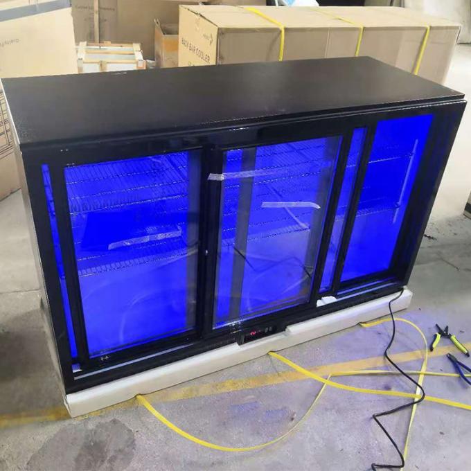 3 Door 330L Under Counter Bar Refrigerator With Blue Light
